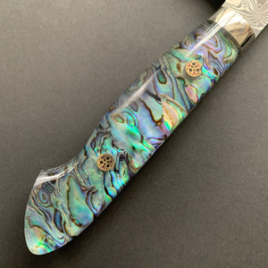 Gyuto knife, SG2 powder steel, Damascus finish, Western style Abalone handle - Nigara