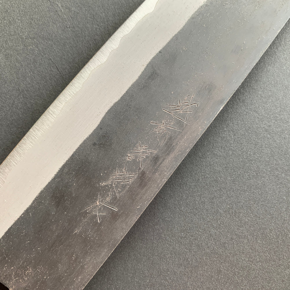 Gyuto knife, Aogami Super with stainless steel cladding, kurouchi finish - Kamo