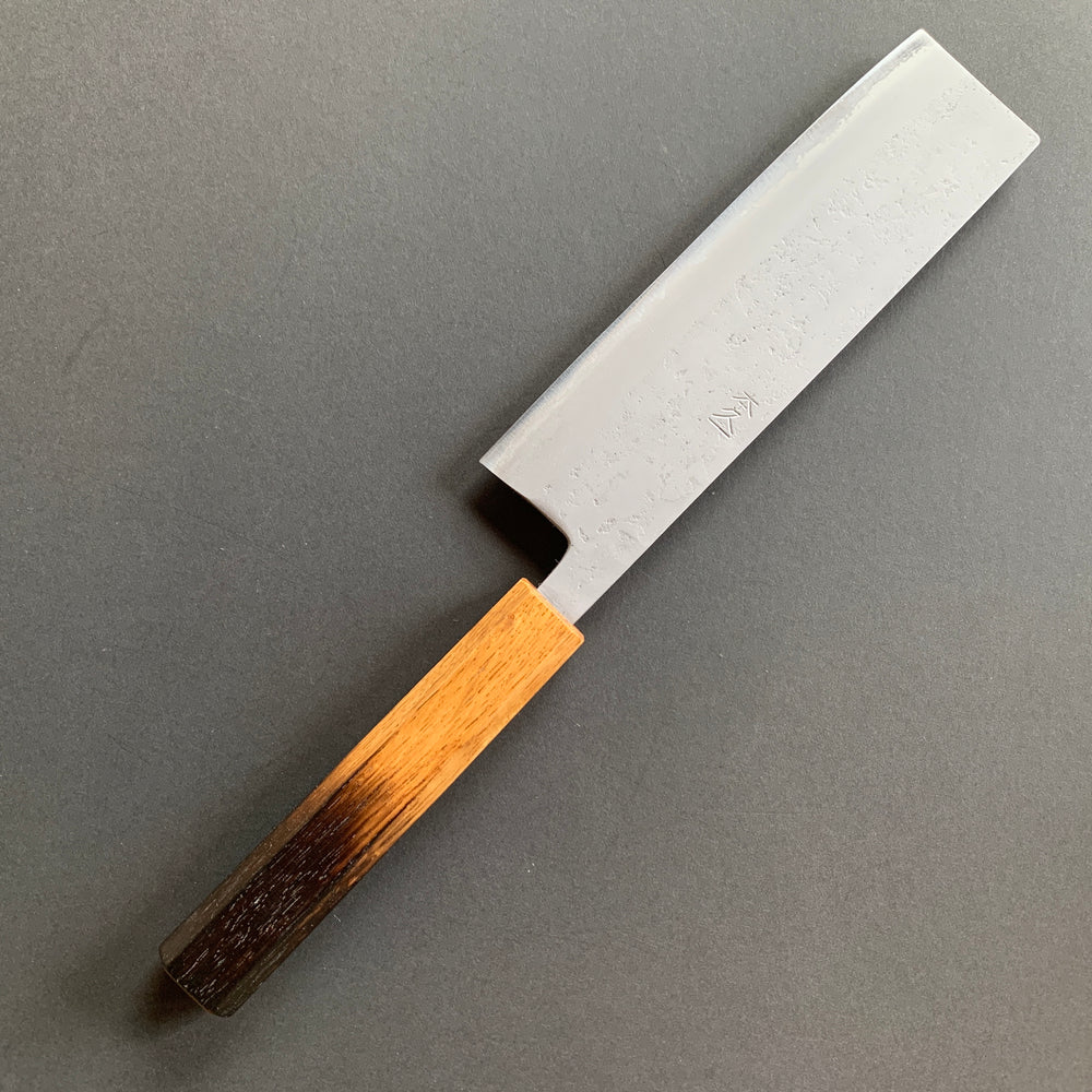 Nakiri knife, Aogami 2 core with Stainless Steel cladding, Nashiji finish - Motokyuuichi