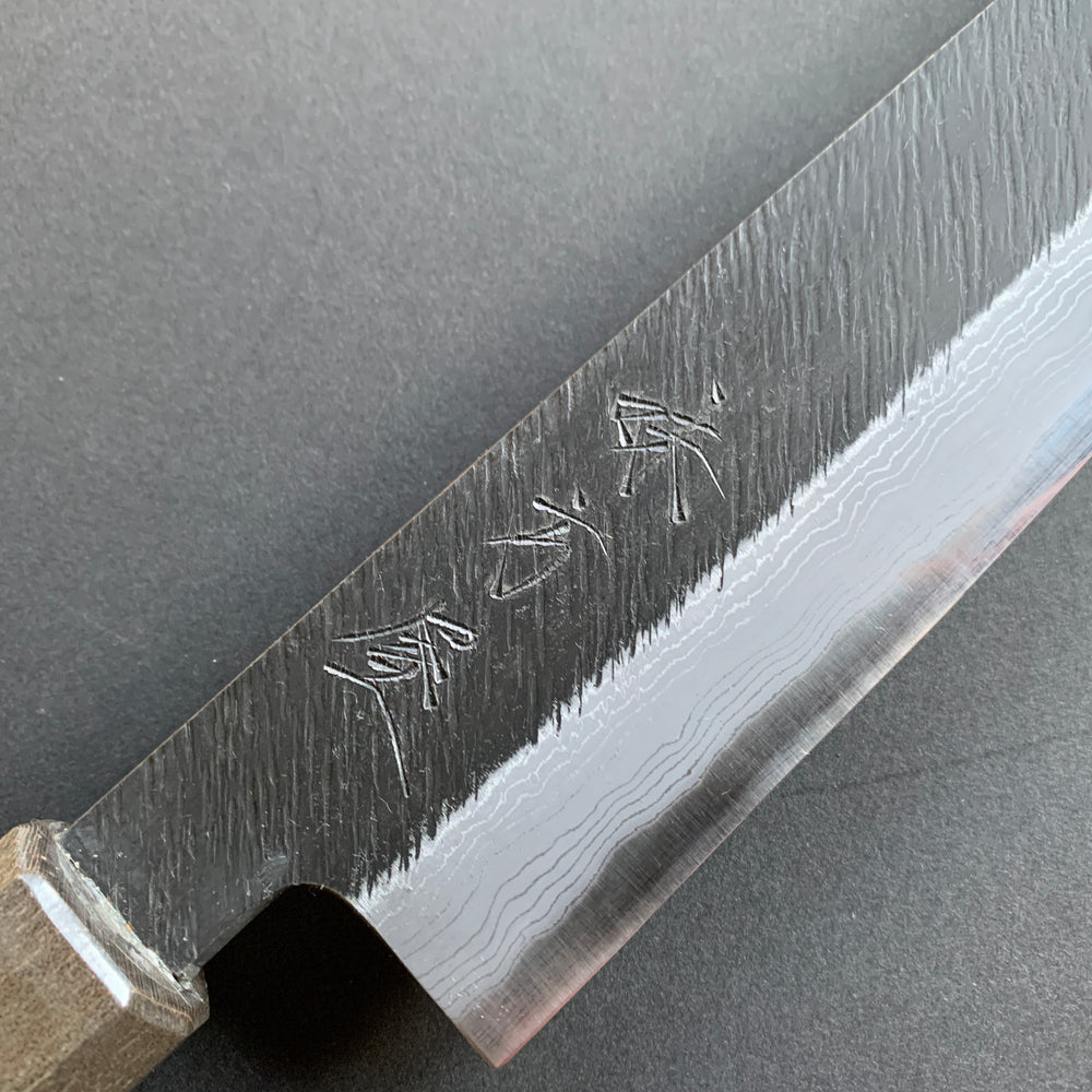 Sujihiki knife, Shirogami 2 with iron cladding, Damascus Tsuchime finish - Mutsumi Hinoura