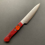 Petty knife, VG10, damascus finish, red handle - Shigeki Tanaka