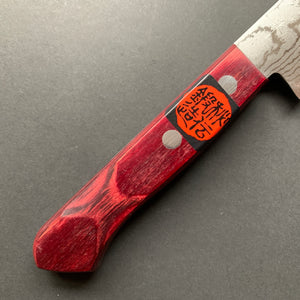 Petty knife, VG10, damascus finish, red handle - Shigeki Tanaka