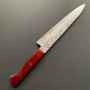 Petty knife, VG10, damascus finish, red handle - Shigeki Tanaka