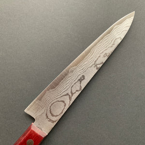 Petty knife, VG10, damascus finish, red handle - Shigeki Tanaka