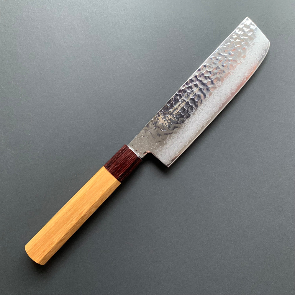 Nakiri knife, VG10 stainless steel, Damascus Tsuchime finish, Wa handle - Sakai Takayuki