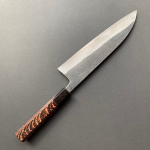 Gyuto knife, Shirogami 2 carbon steel with Stainless Steel cladding, Kurouchi finish, Kurokaze range - Hatsukokoro