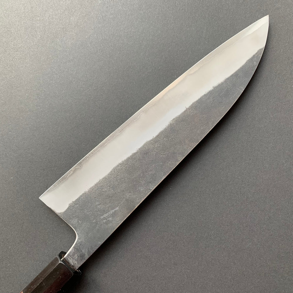 Gyuto knife, Shirogami 2 carbon steel with Stainless Steel cladding, Kurouchi finish, Kurokaze range - Hatsukokoro