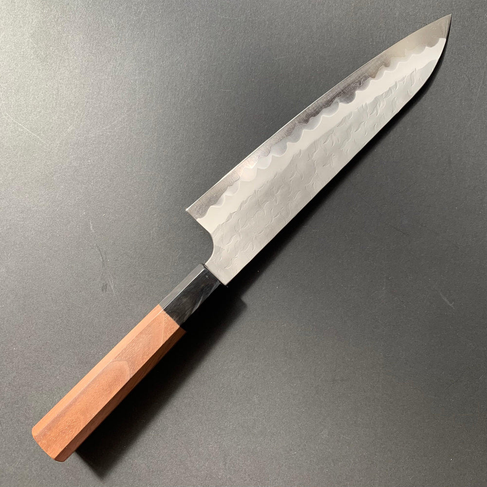 Gyuto knife, Aogami Super with stainless steel cladding, tsuchime finish - Nigara - Kitchen Provisions