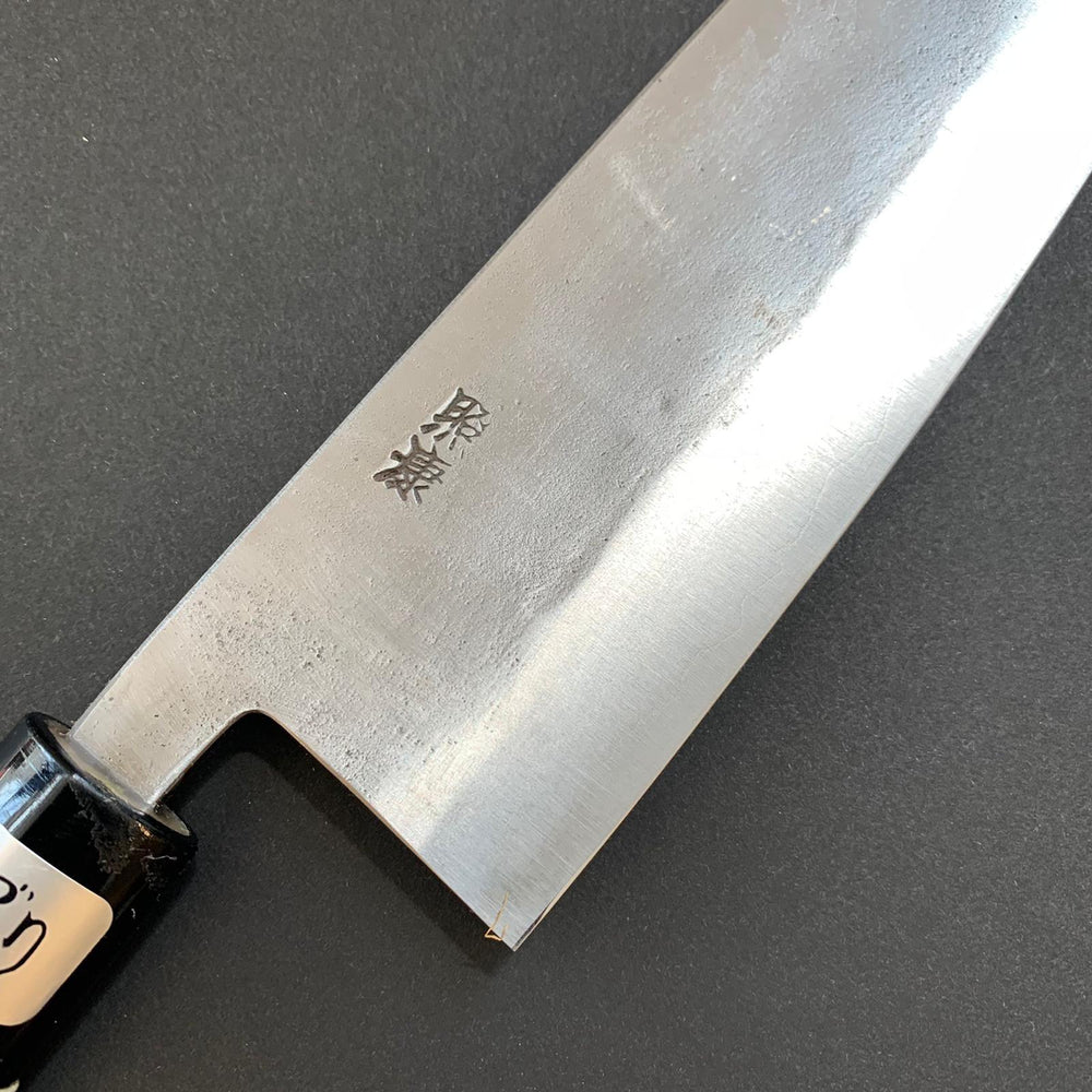 Santoku knife, Shirogami 1 with stainless steel cladding, Nashiji range, wa handle - Fujiwara - Kitchen Provisions