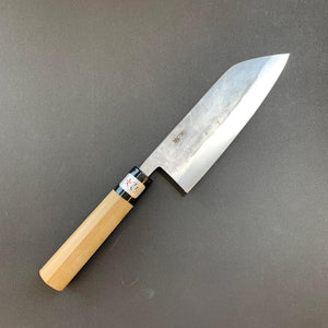 Santoku knife, Shirogami 1 with stainless steel cladding, Nashiji range, wa handle - Fujiwara - Kitchen Provisions